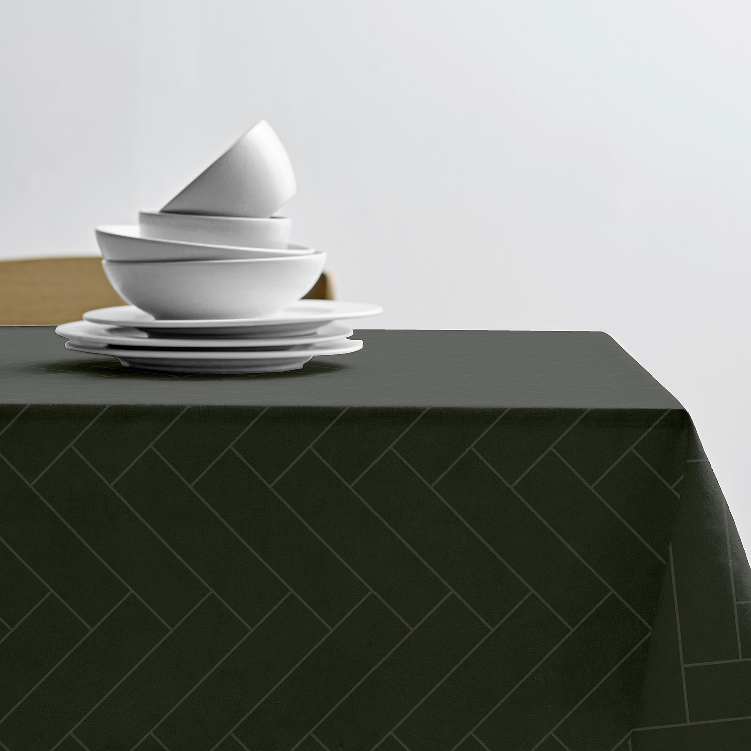 Södahl Damaskdug Tiles 140x220 cm, Forest Green