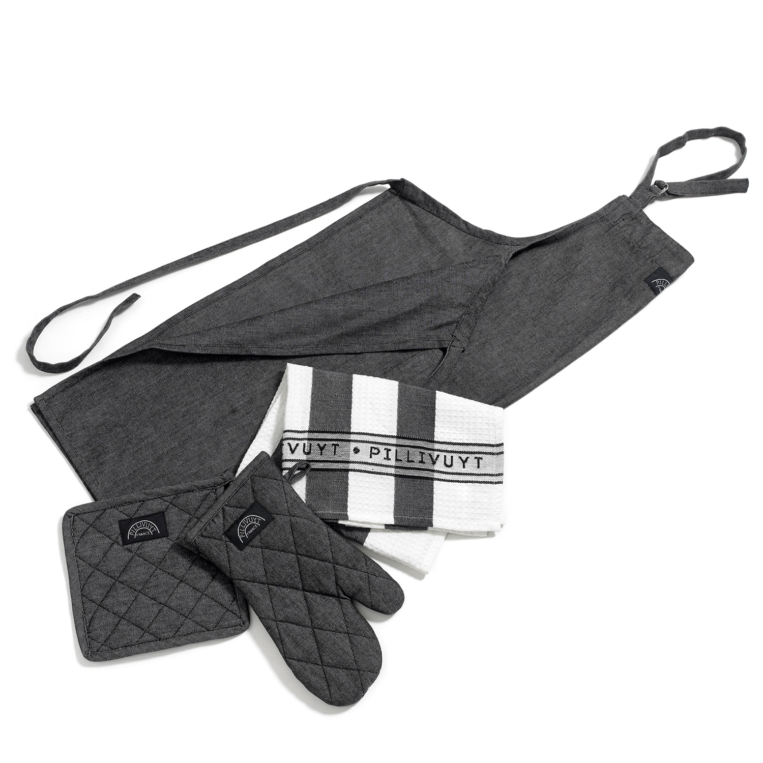 Tekstilsæt Pillivuyt 6 dele, Grå/Sort/Hv