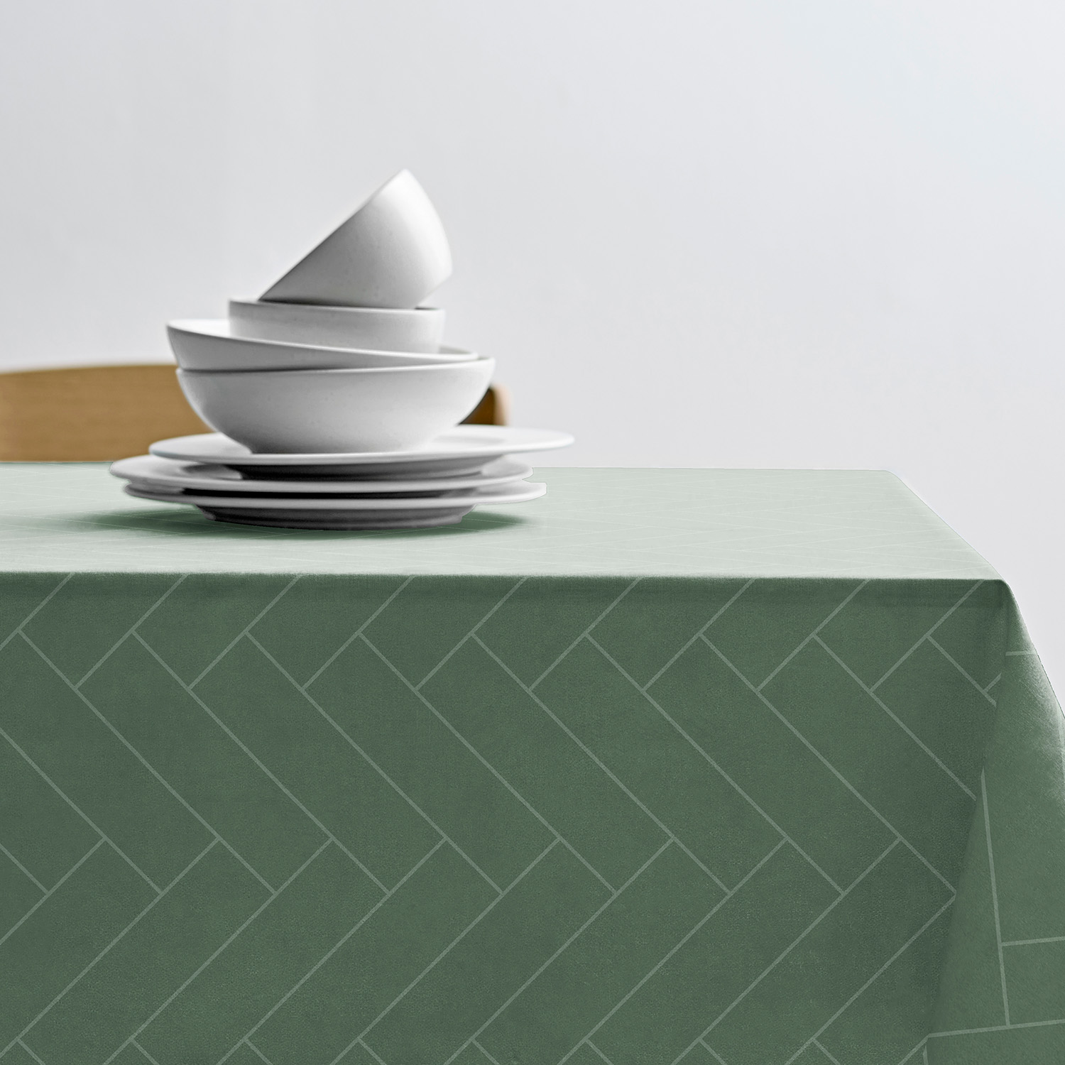 Södahl Damaskdug Tiles Ø180 cm, Hedge Green