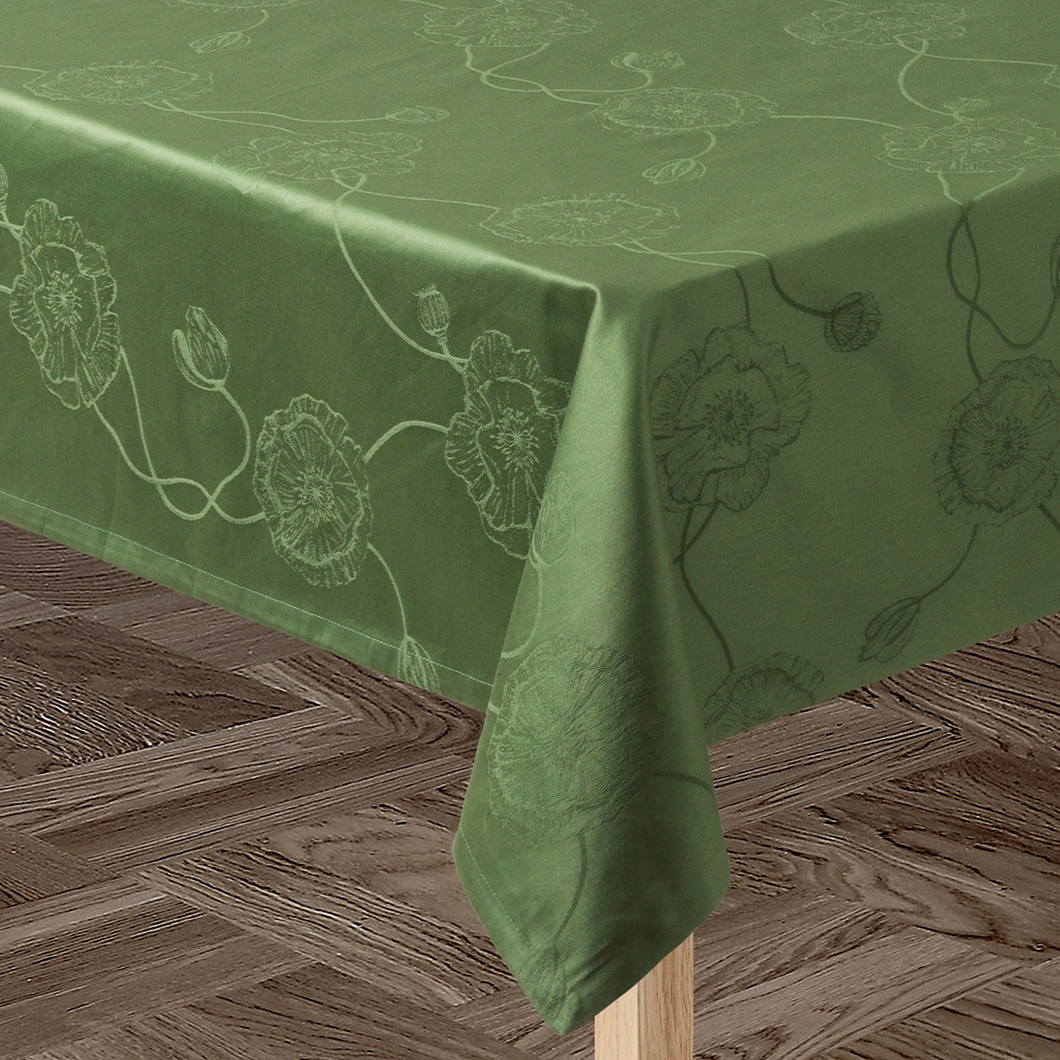 Kähler Damaskdug Poppy 150x370 cm, Grøn