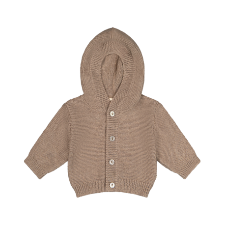 Strik Cardigan Med Hætte I 100% Merino Uld