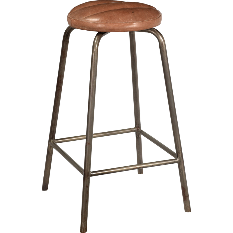 Brooklyn barstol med rundt lædersæde