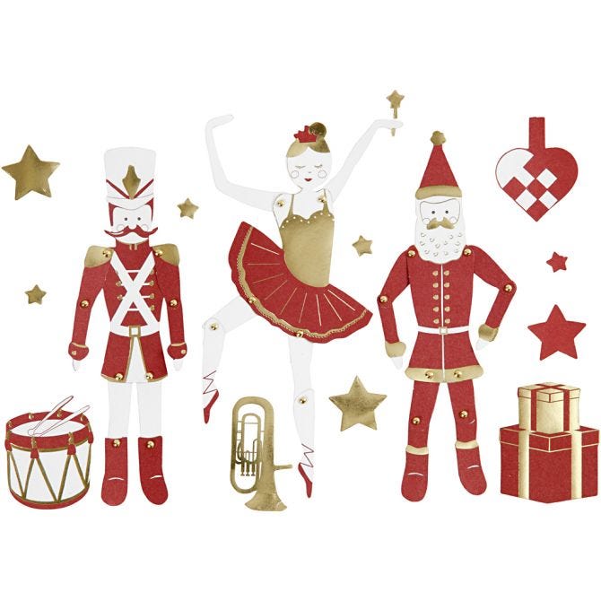 Sprællemand - guld/rød/hvid - 2 str.