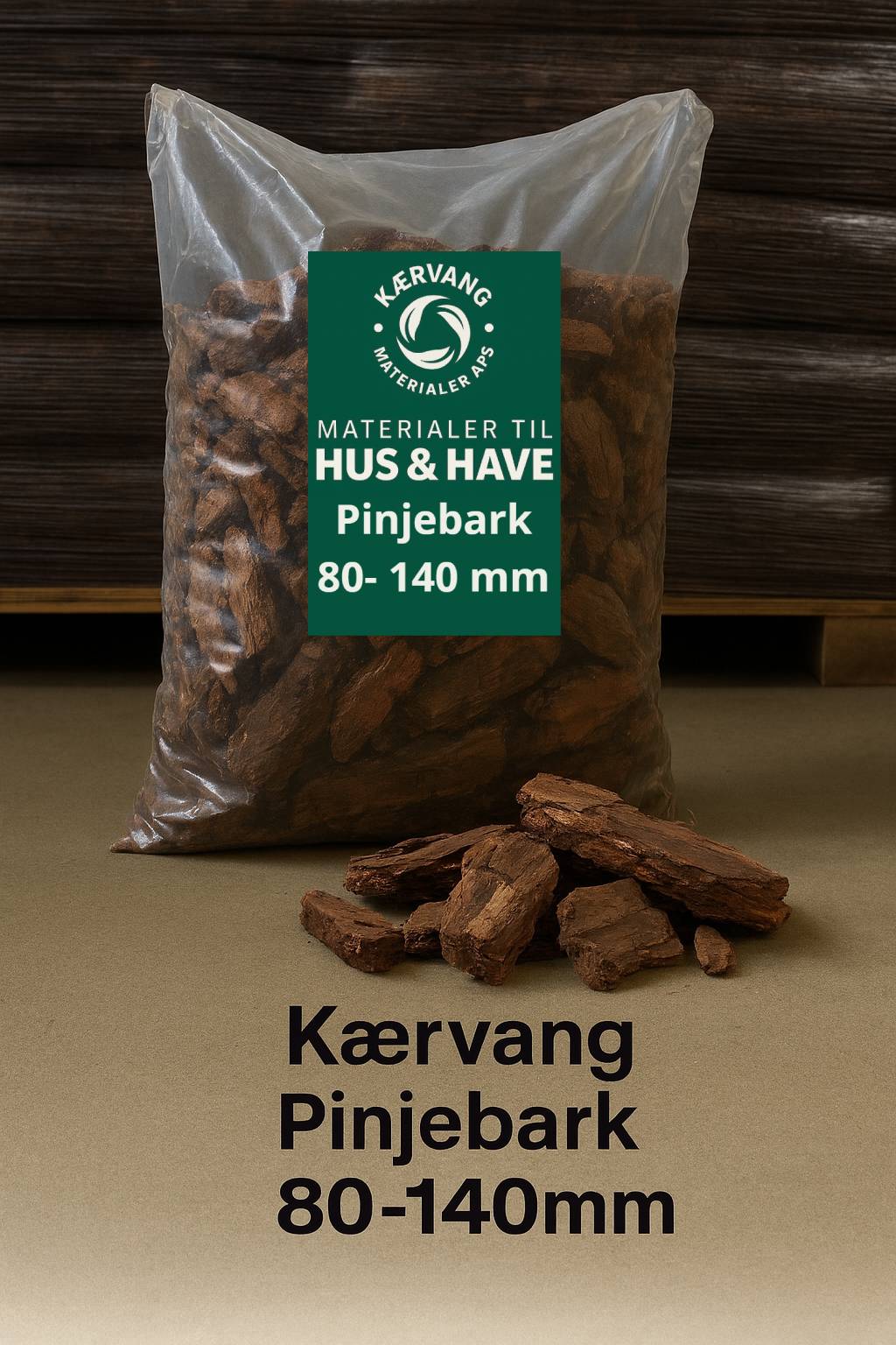 Kærvang Pinjebark 80-140mm i 50L poser.