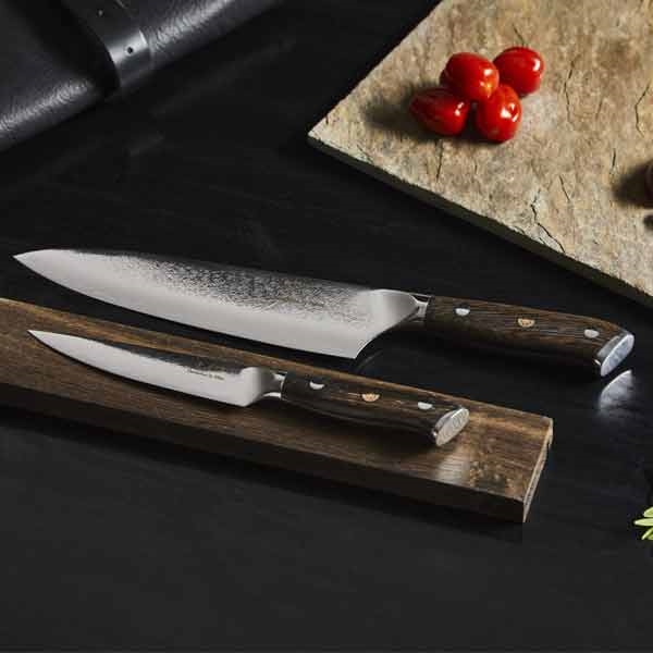 Damascus by Haws knivsæt - kokkekniv + universalkniv