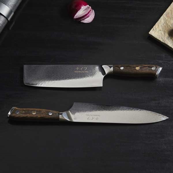 Damascus by Haws knivsæt - kokkekniv + grøntsagskniv