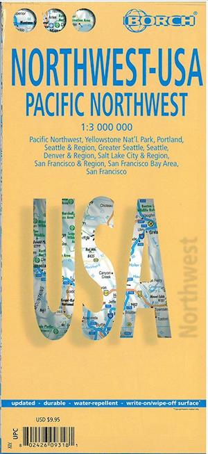 'Northwest USA, Pacific Northwest, Borch Maps (lamineret) 1:3 mill.' - Borch GmbH - Bog