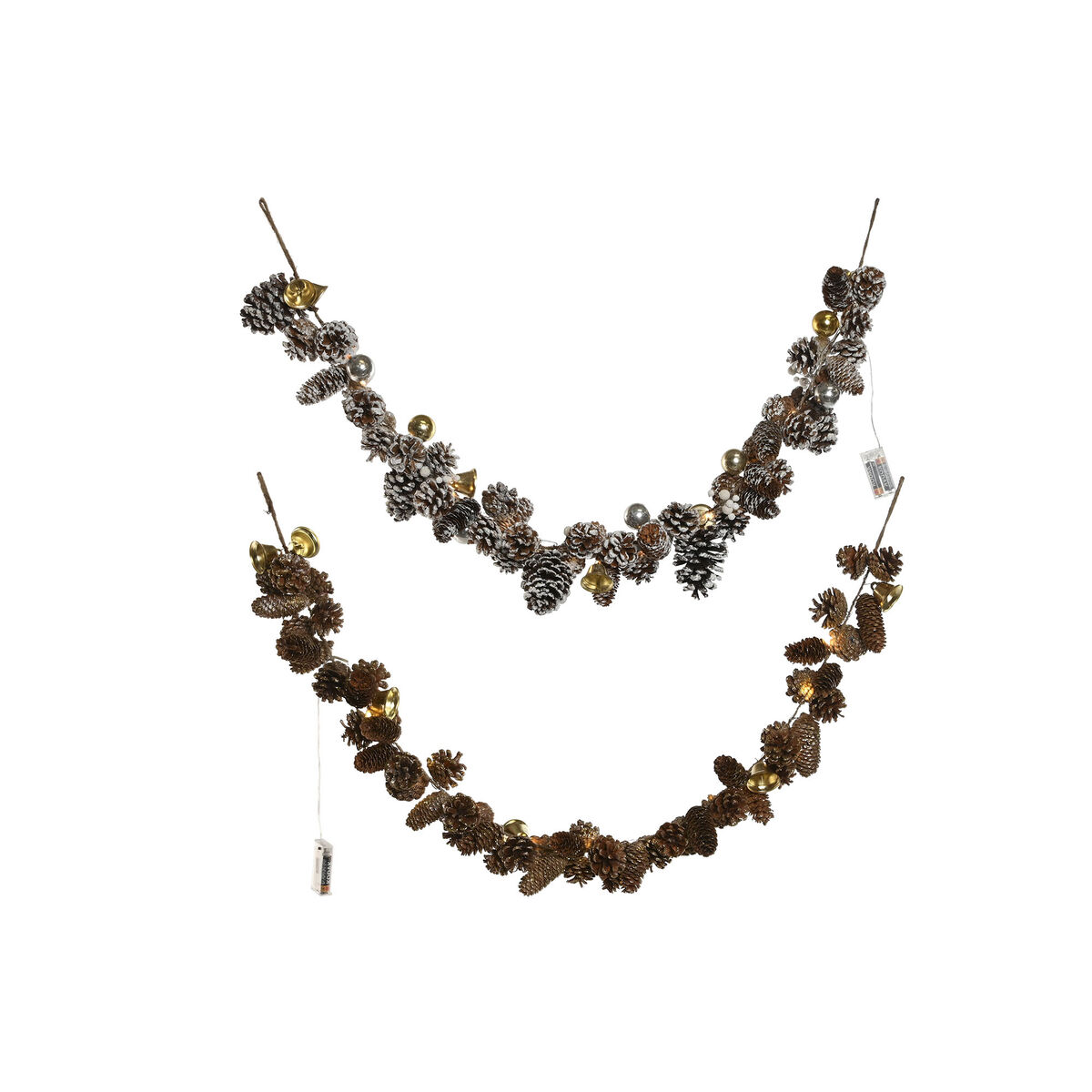 Juleguirlande Home ESPRIT Gylden Sølvfarvet Natur 8 x 8 x 120 cm (2 enheder)
