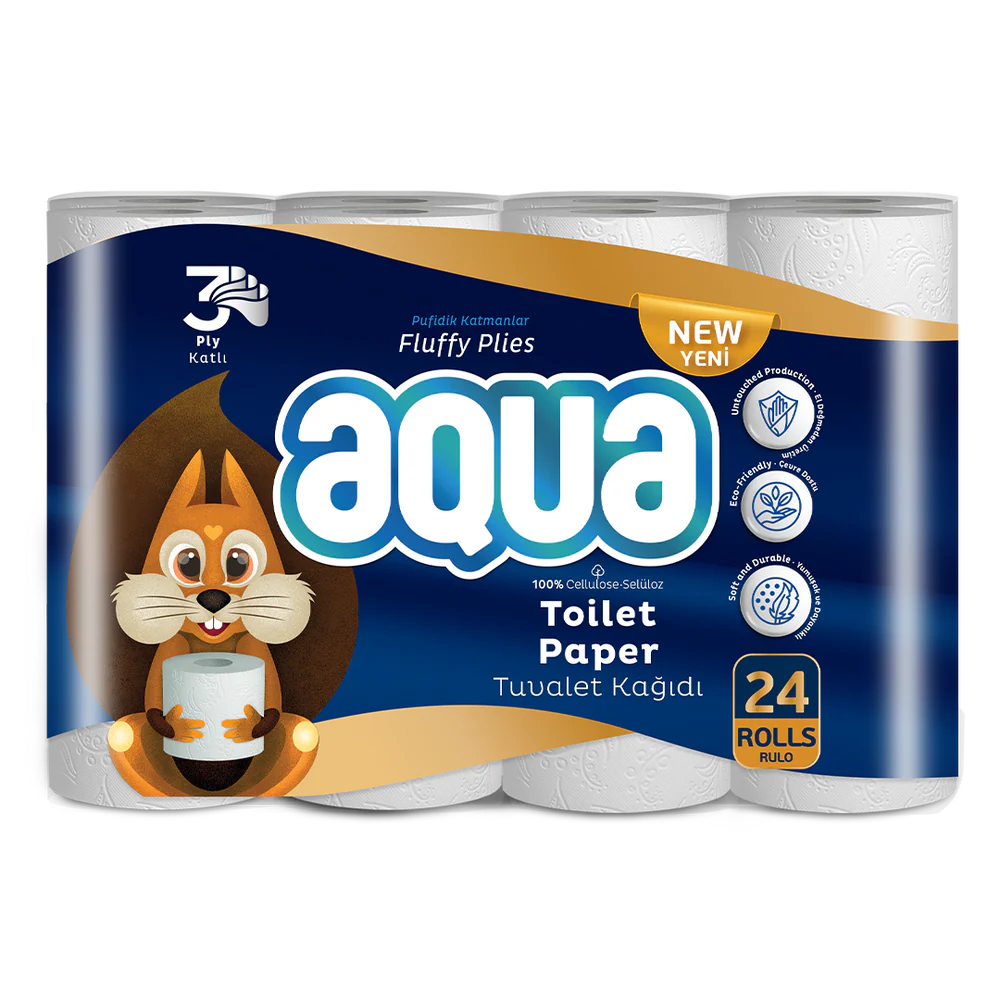 Aqua 24 ruller 3-lags Toiletpapir blødt og holdbart