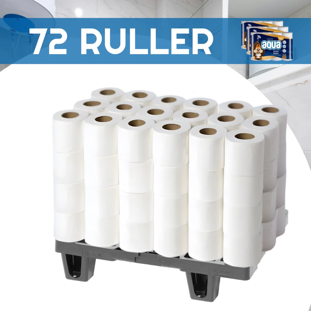 Aqua 72 ruller 3-lags blødt Toiletpapir