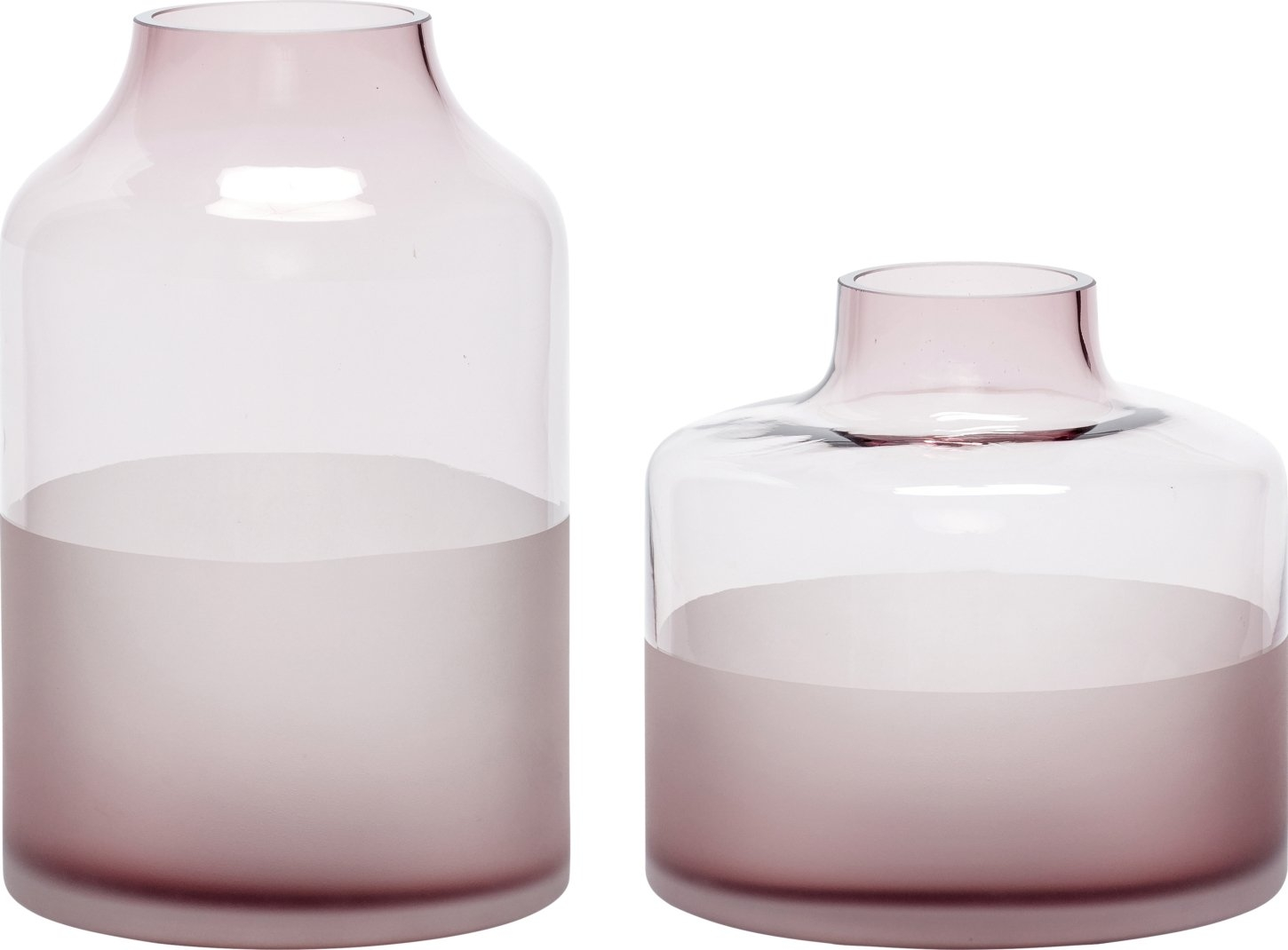 Vasesæt á 2 stk. Hübsch Guanting glasvaser rosa Ø17×16/Ø15×23 cm