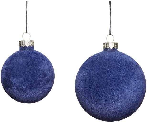 Julekugler Hübsch Udon sæt 2 stk Ø8 cm glas metal polyester blå