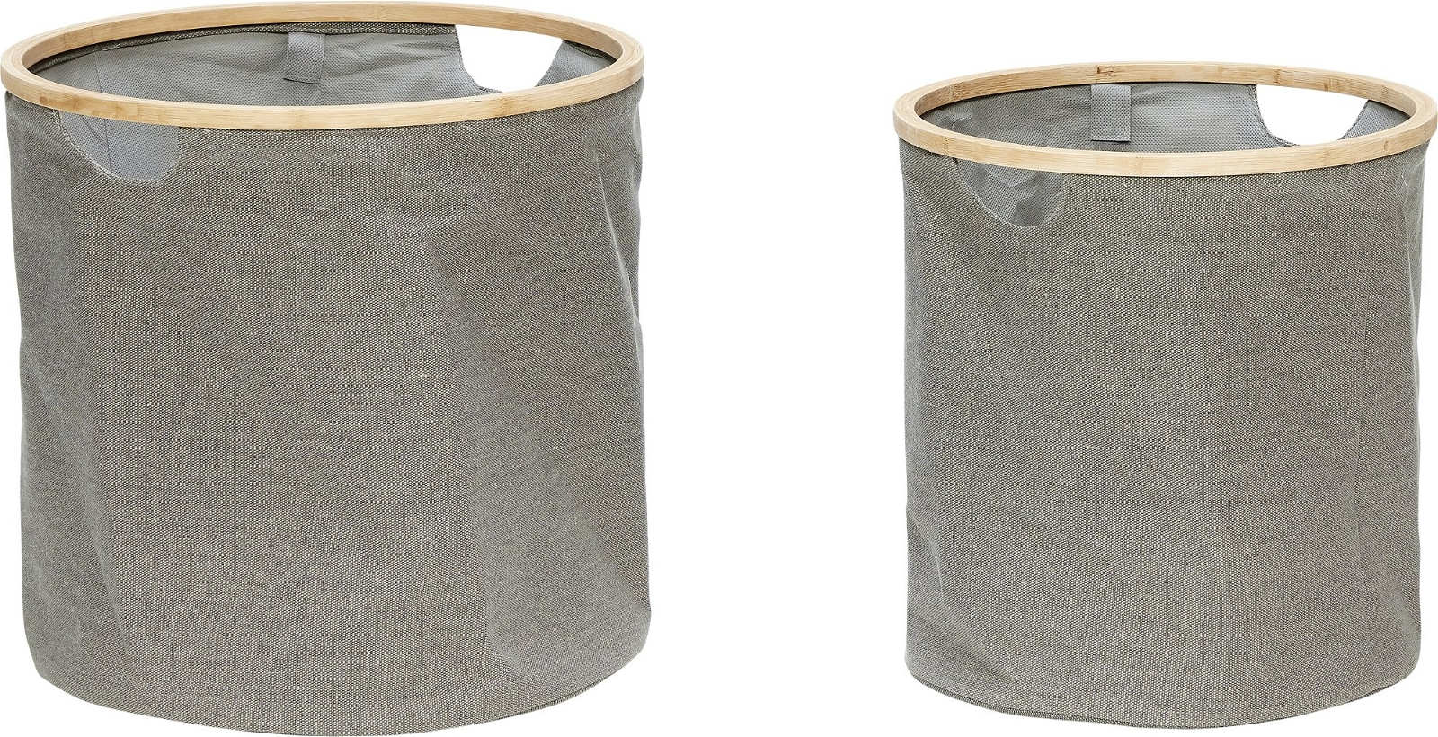 Vasketøjskurve sæt 2 stk Hübsch ×ber grå opbevaringskurve i bomuld med bambus - Ø38/Ø47 x H40/50 cm