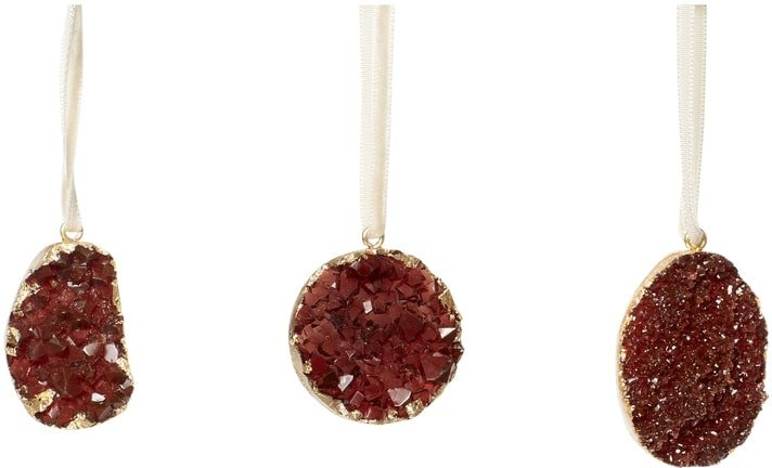 Julepynt stenornamenter sæt á 3 stk Hübsch Cyst brun/guld