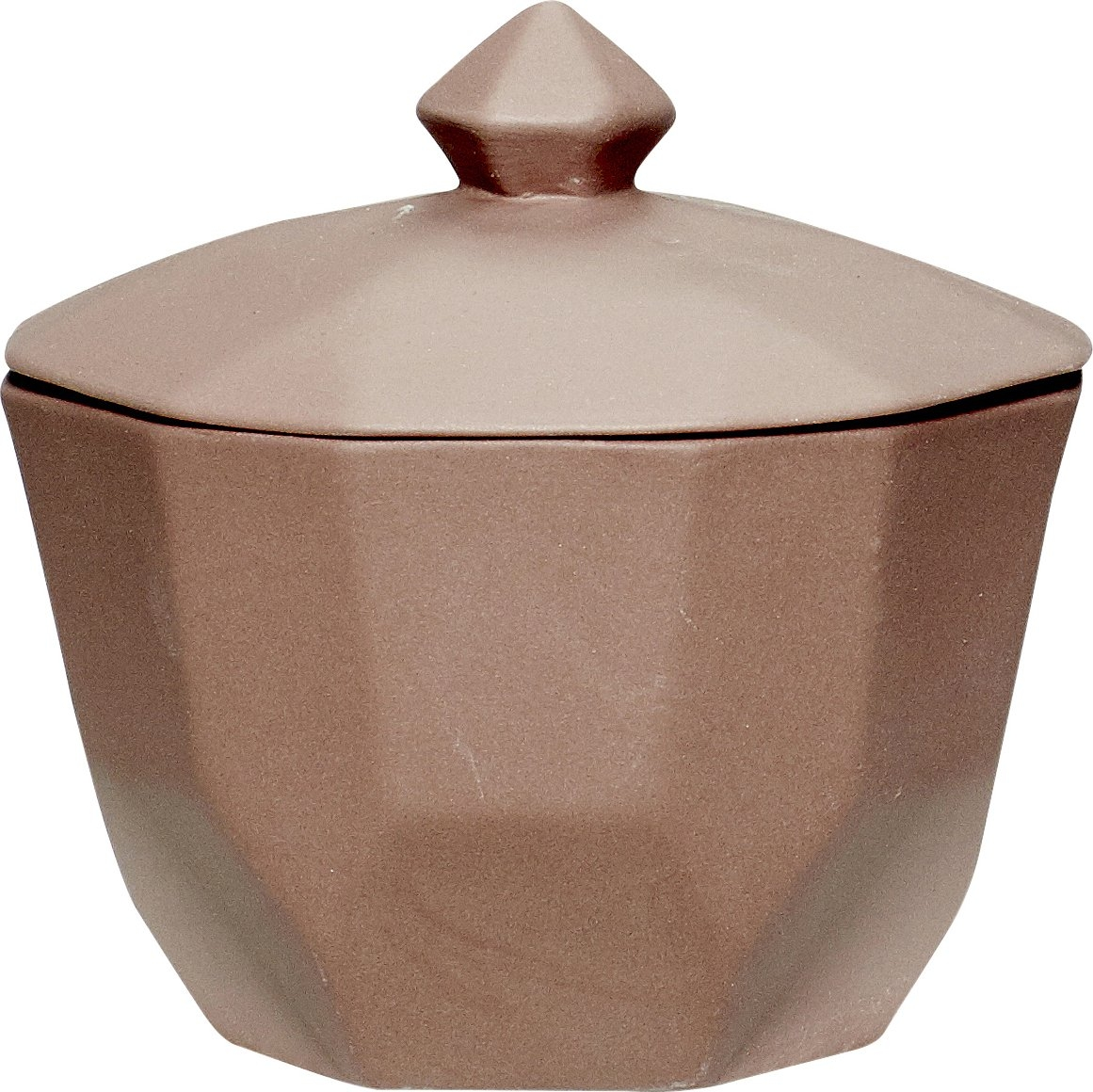 Opbevaringsskål i keramik Hübsch Emerantius brun Ø10 cm H9 cm - skål med låg til køkken og boligtilbehør
