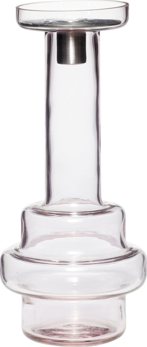 Lysestage Hübsch Alejandro i glas rosa Ø11×24 cm