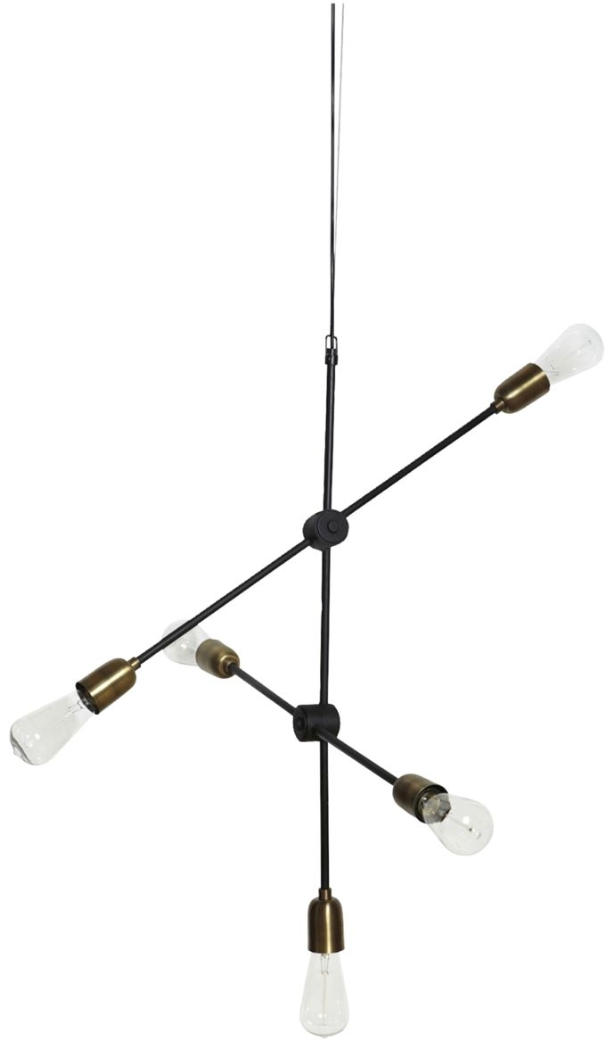 Pendel lampe House Doctor Molecular 5-lys skulpturelt design Ø68×H78 cm sort messing justerbar