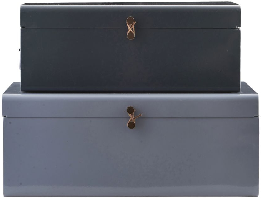 Opbevaringsbokse sæt 2 stk. House Doctor Metal lyse-/mørkeblå stål