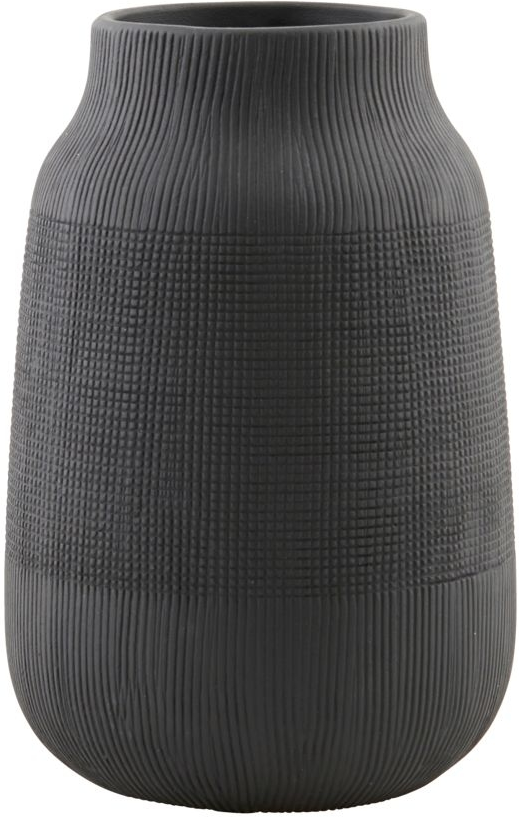 Vase House Doctor Groove Ø15x22 cm sort - dekorationsvase i rillet kvalitetsler