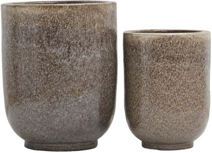 Urtepotter sæt House Doctor Pho nougat keramisk glasur frostsikre krukker til terrasse