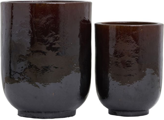 Urtepotter sæt 2 House Doctor Pho keramiske mørkebrun frostsikre