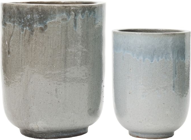 Sæt med urtepotter House Doctor Pho grå keramik Ø45 x H55 cm frostsikre med drænhuller