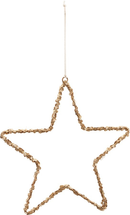 Stjerneornament Ø21 cm House Doctor Star jern med funklende pailletter naturfarvet juledekoration