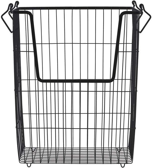 Opbevaringskurv House Doctor Taw Sort Jern 32×27×42 cm med håndtag og frontåbning
