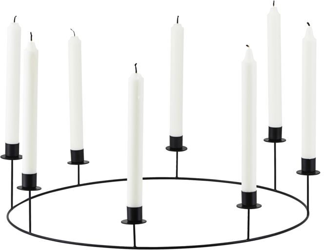Lysestage House Doctor Ring jern sort Ø50 x H11,5 cm 8-armet