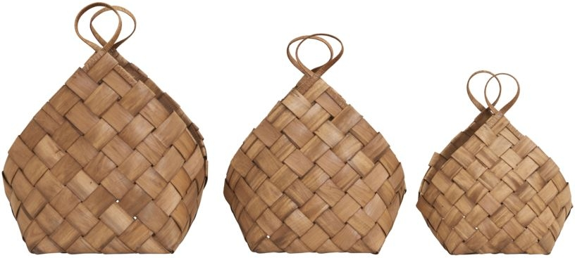 House Doctor Conical rustikt opbevaringskurvesæt 3 stk naturgran papirkurve