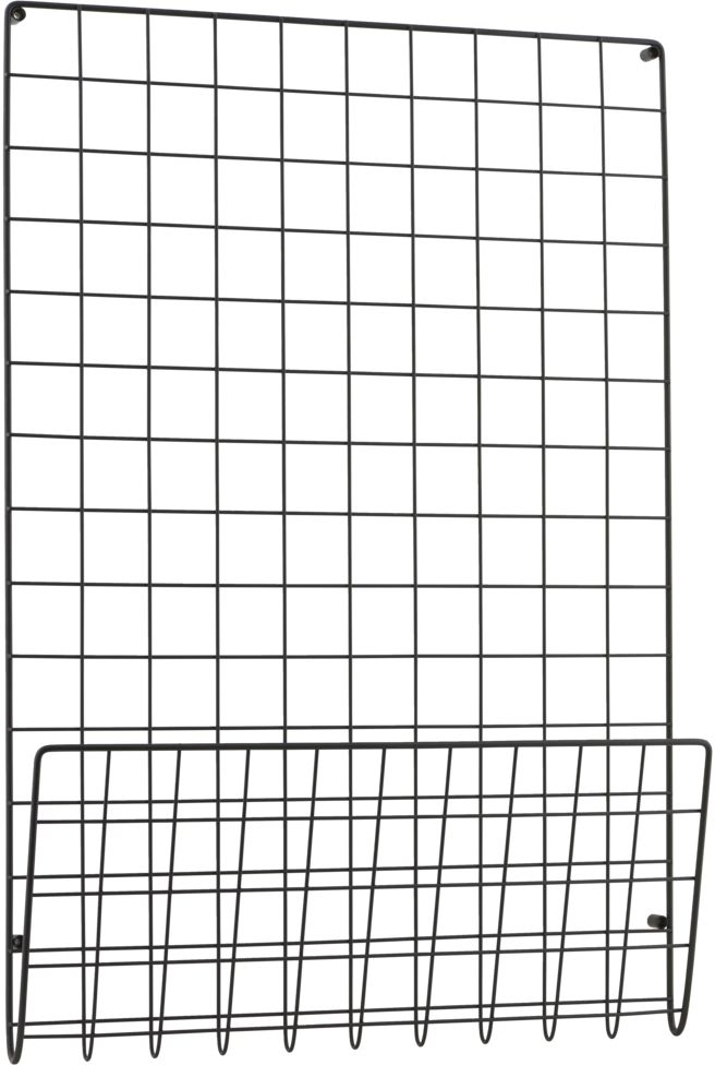 Opslagstavle House Doctor Mesh i sort stål H72,5 x B6 x L50 cm - vægopbevaring til postkort og noter
