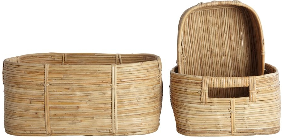 Kurvesæt House Doctor Chaka - 3 opbevaringskurve i naturligt rattan og bambus