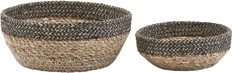 Kurvesæt House Doctor Bowl 2-pak opbevaringskurve i søgræs og jute natur med sort kant Ø16/22 x H6/10 cm