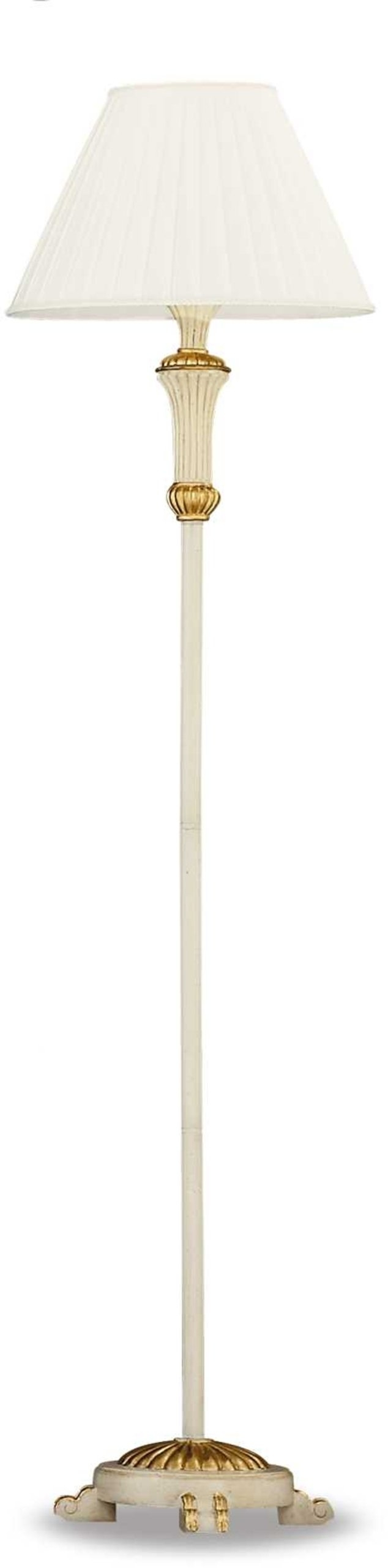 Gulvlampe Ideal Lux Firenze med bladguld og hvid stofskærm Ø42×H165 cm