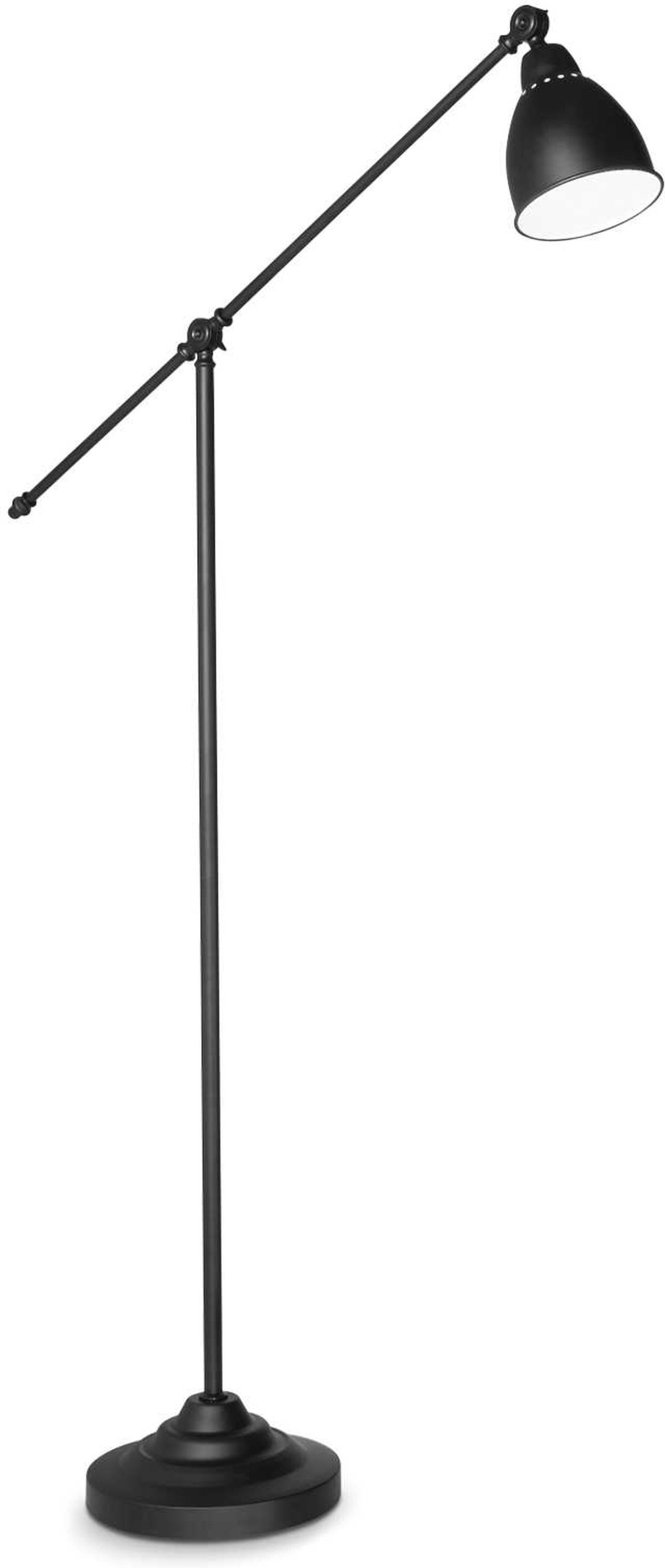 Gulvlampe Ideal Lux Newton - mat sort metal med justerbar arm og hvid diffuser Ø26x150 cm E27 60W