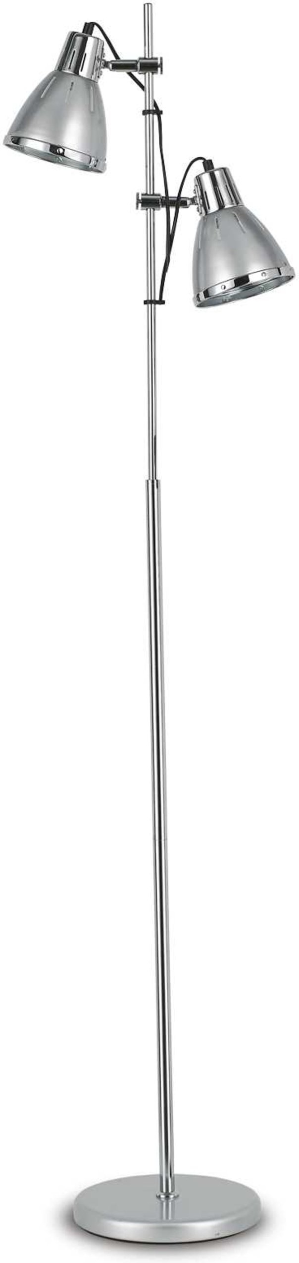Gulvlampe Ideal Lux Elvis standerlampe sølv metal Ø24 x H160 cm dobbelthovedet E27 2x60W