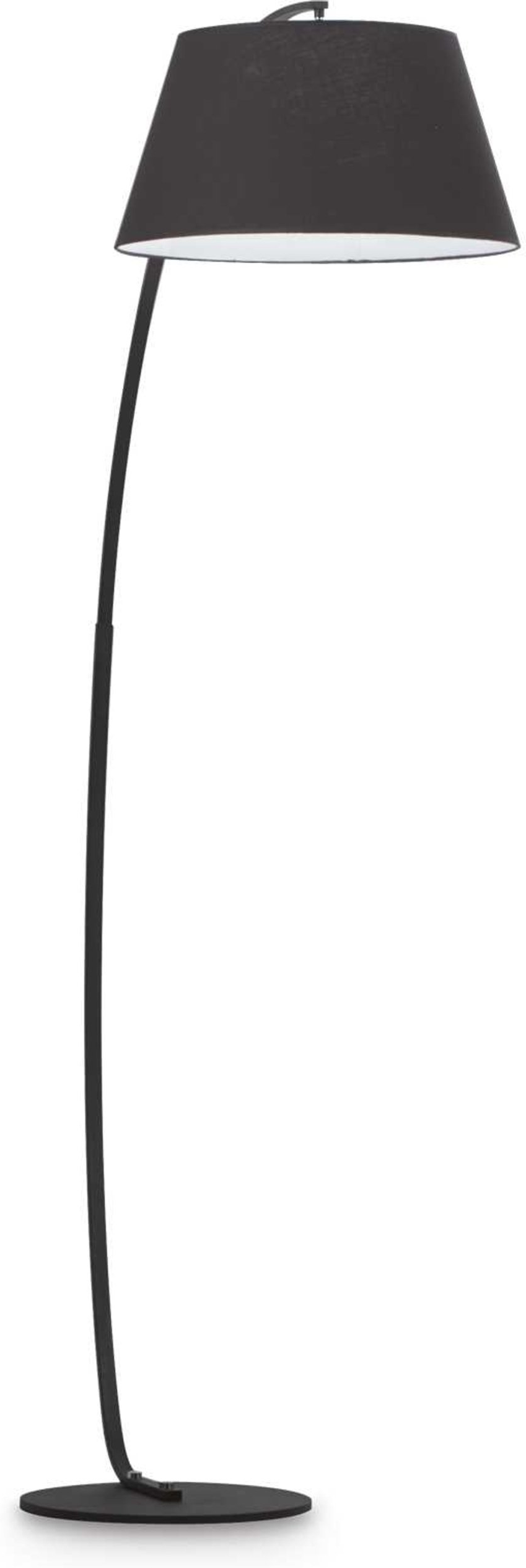 Gulvlampe Ideal Lux Pagoda skulpturel sort metal med stofskærm Ø47 H184 E27