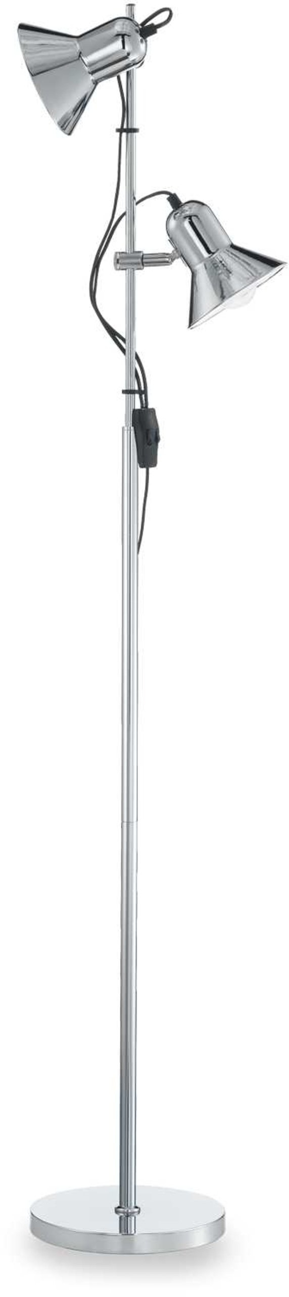 Gulvlampe Ideal Lux Polly krom | Ø22×H154 cm metal standerlampe med 2xE27 og justerbar skærm