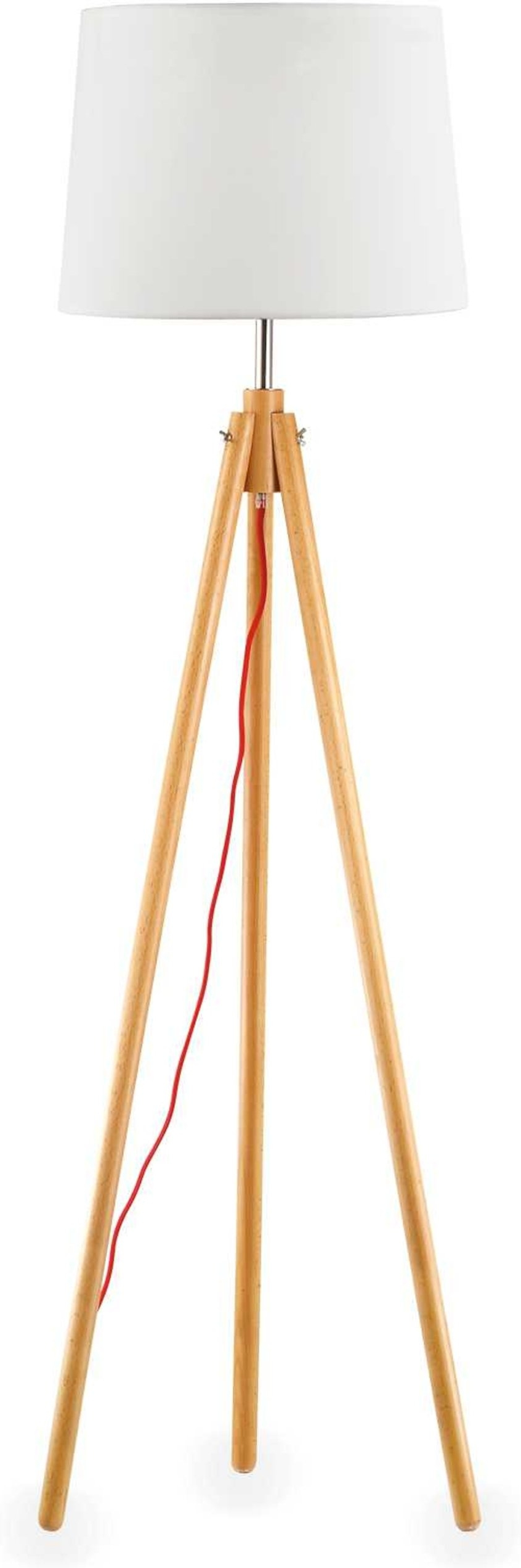 Gulvlampe Ideal Lux York naturtræ & stof med metaldetaljer Ø48 x H164 cm