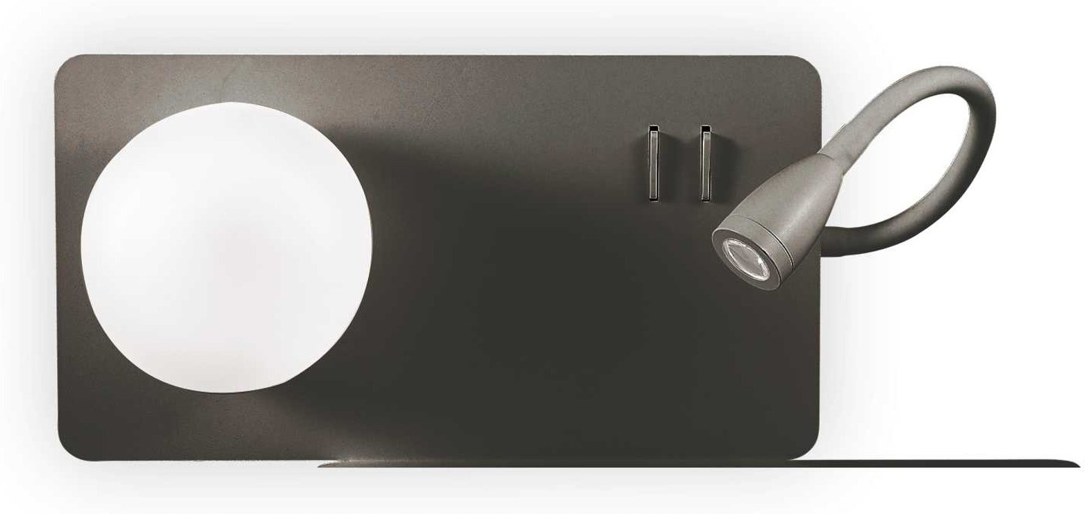 Væglampe Ideal Lux Book LED metal/glas sort H15xB17,5xL37,5 cm