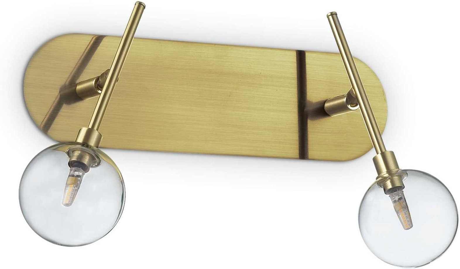 Væglampe Ideal Lux Maracas i metal/glas messing, justerbar med glasdiffusorer Ø70 mm, L38 H27 cm