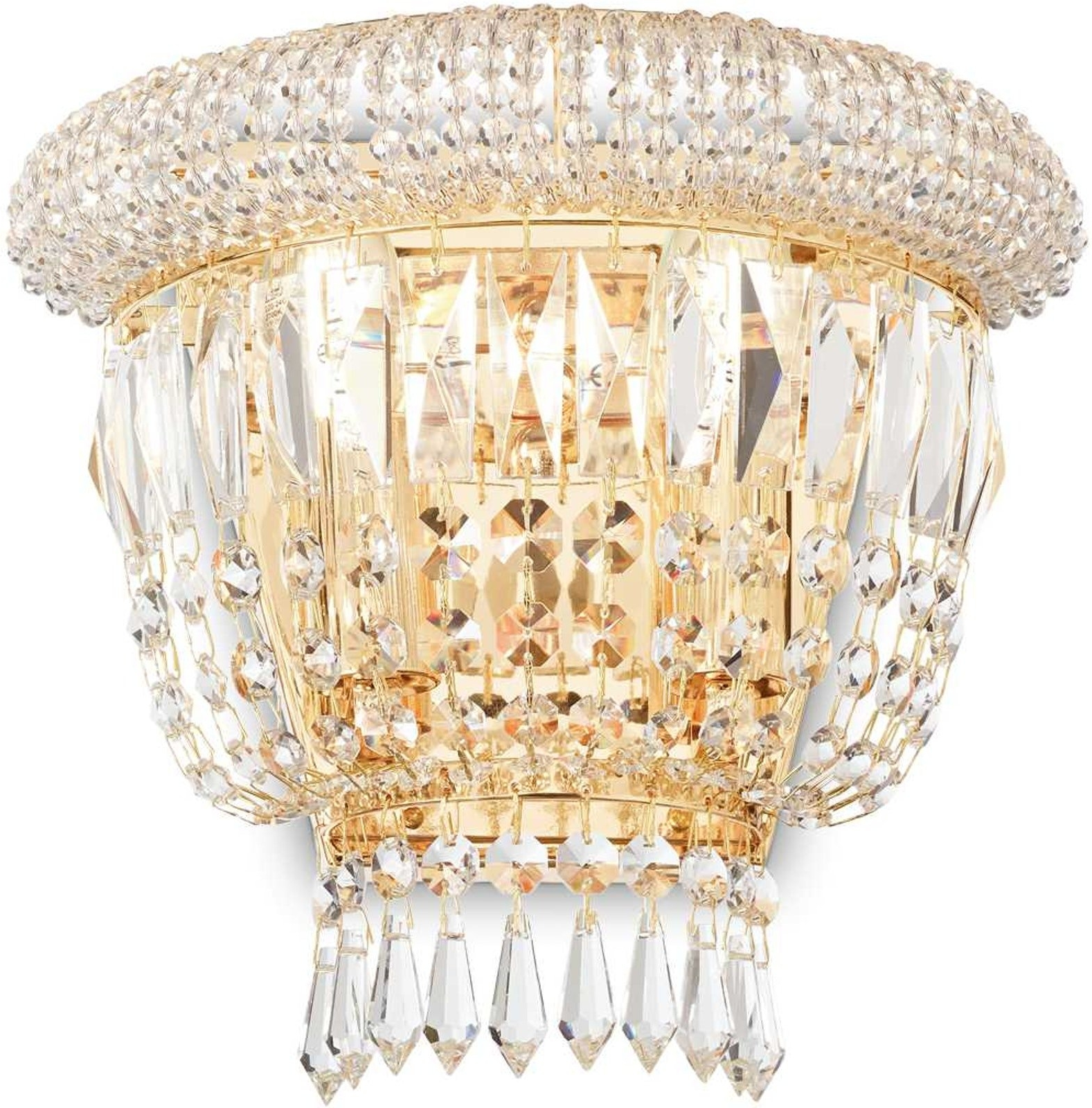 Ideal Lux væglampe Dubai messing med krystaller og glasprisme