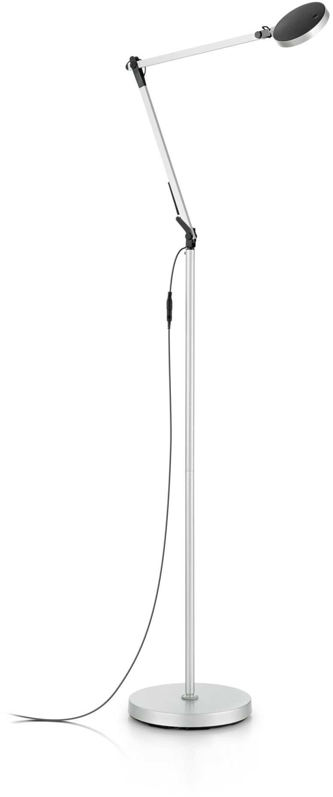 LED-gulvlampe Ideal Lux Futura, aluminium, integreret 750 lm LED, dimbar med justerbar arm, 25.000 timers levetid, 4000 K