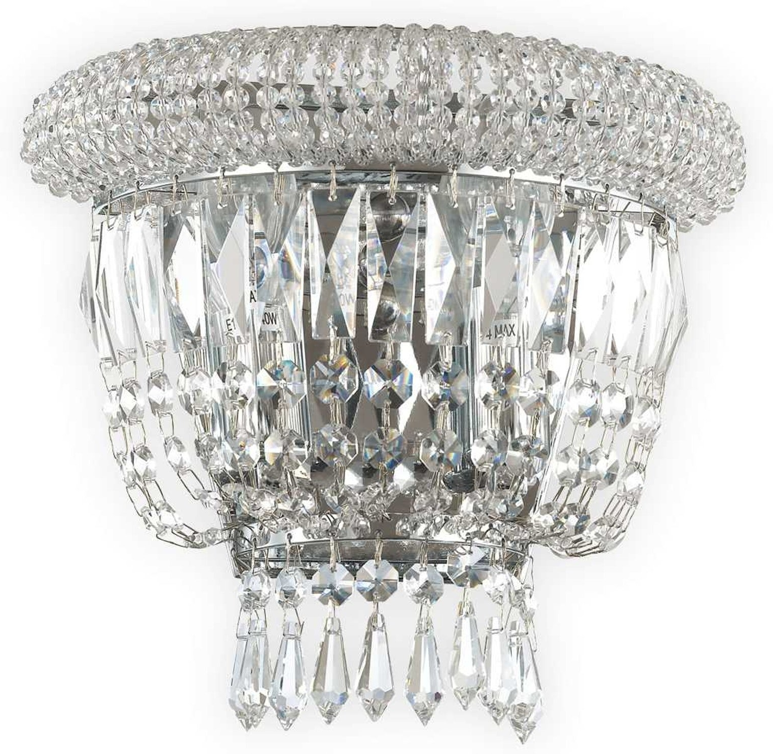 Væglampe Ideal Lux Dubai i krom med glasdetaljer 2xE14 indendørs IP20