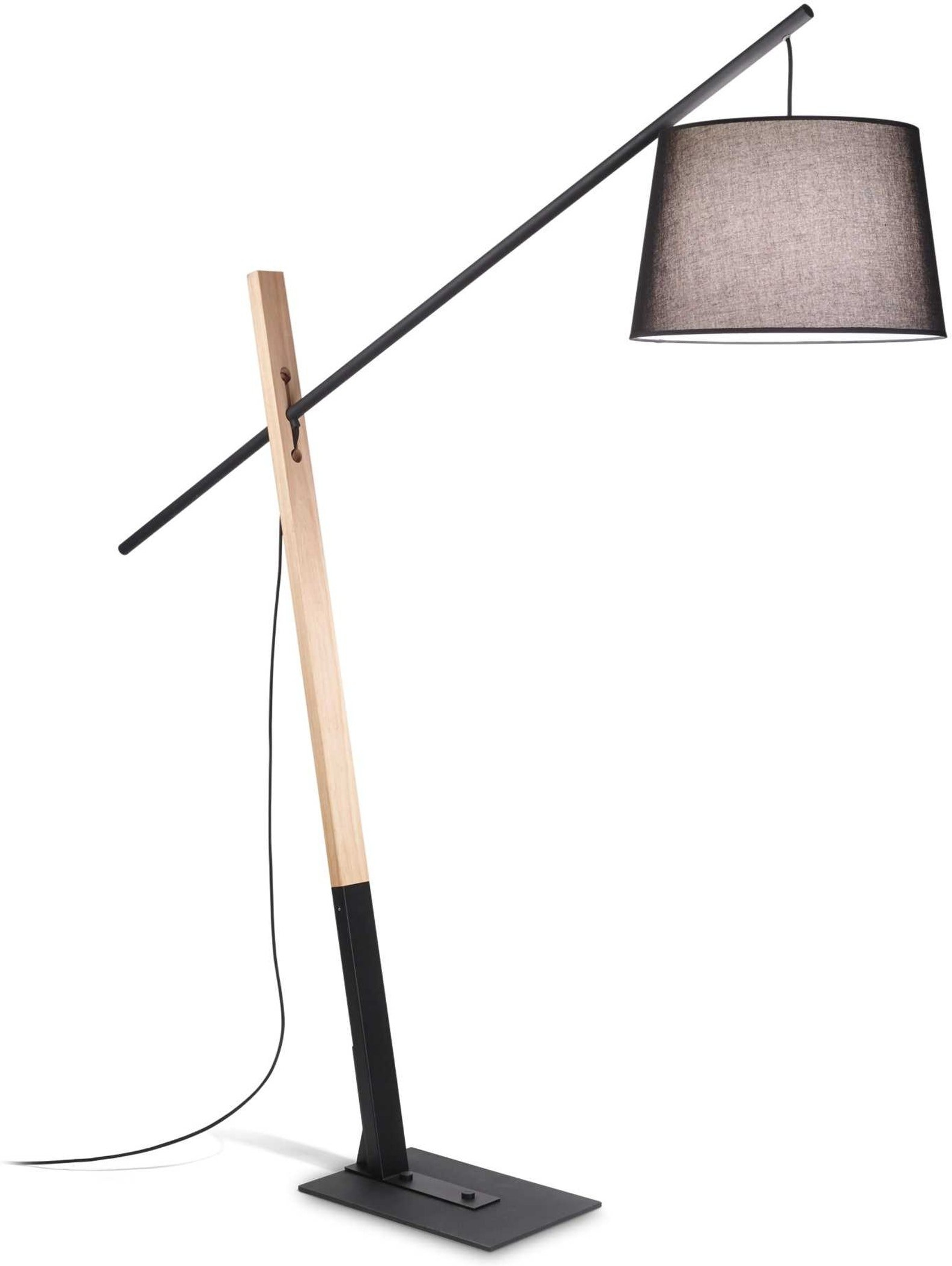 Gulvlampe Ideal Lux Eminent sort med træ, metal og stof Ø42 H230 cm