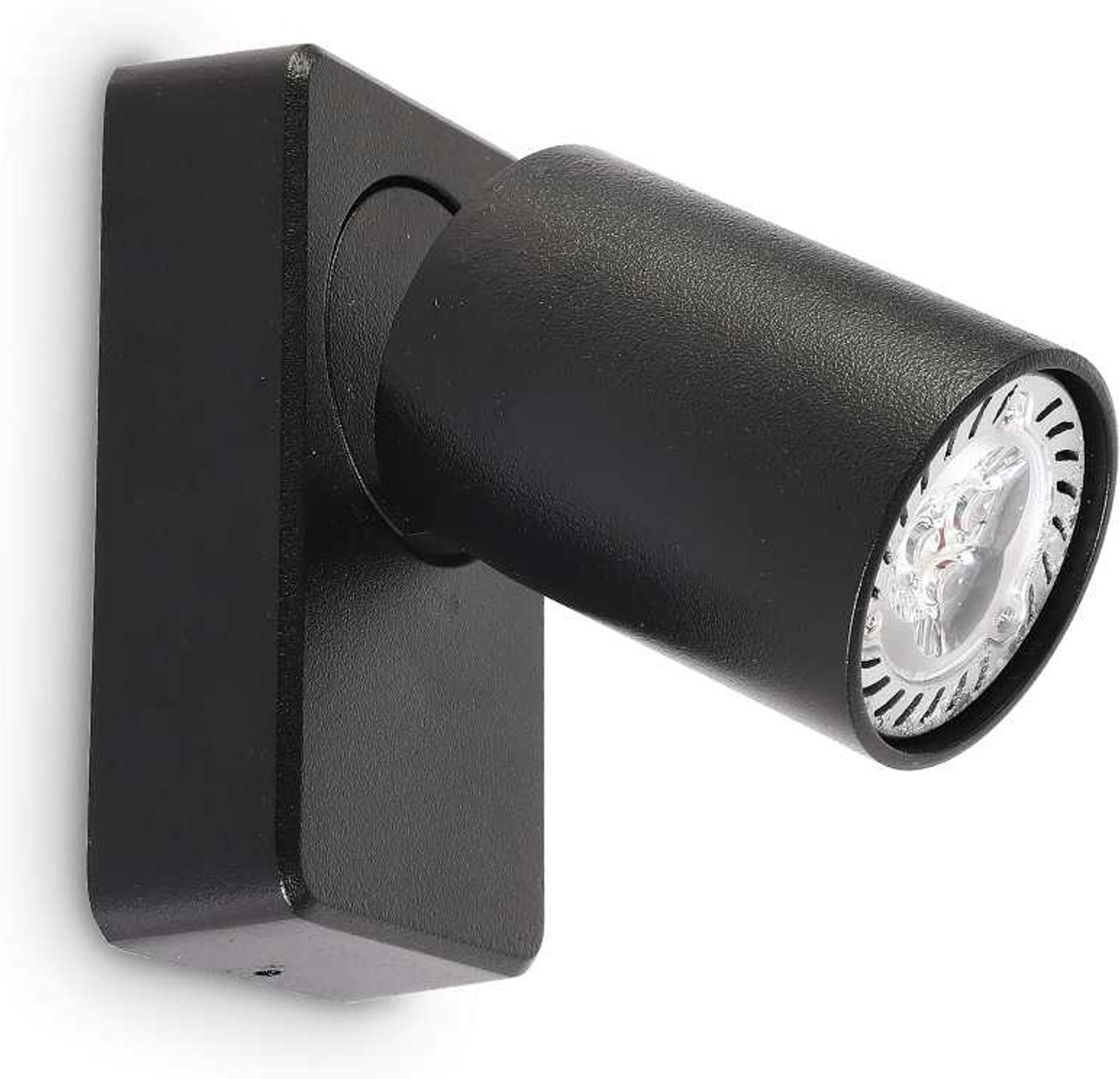 Væglampe Ideal Lux Rudy sort metal med justerbar diffusor Ø5 x H12,5 cm inkl. GU10 LED-pære