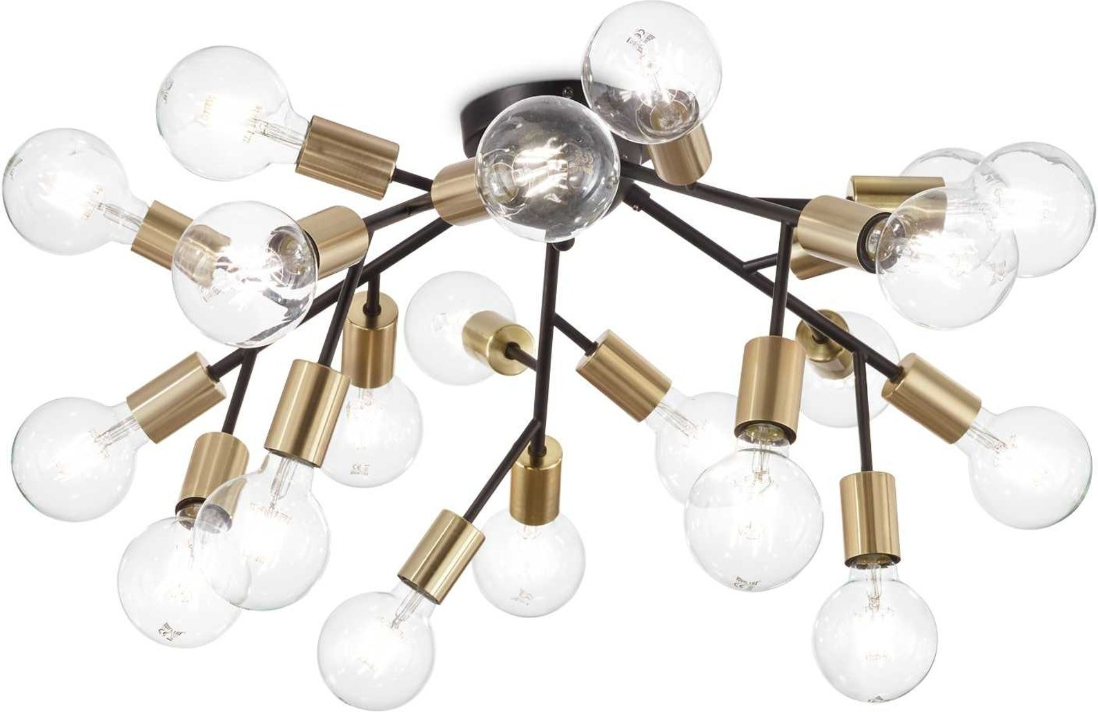 Loftlampe Ideal Lux Spark matsort metal Ø80 x H32 cm med 20 E27 pærer IP20