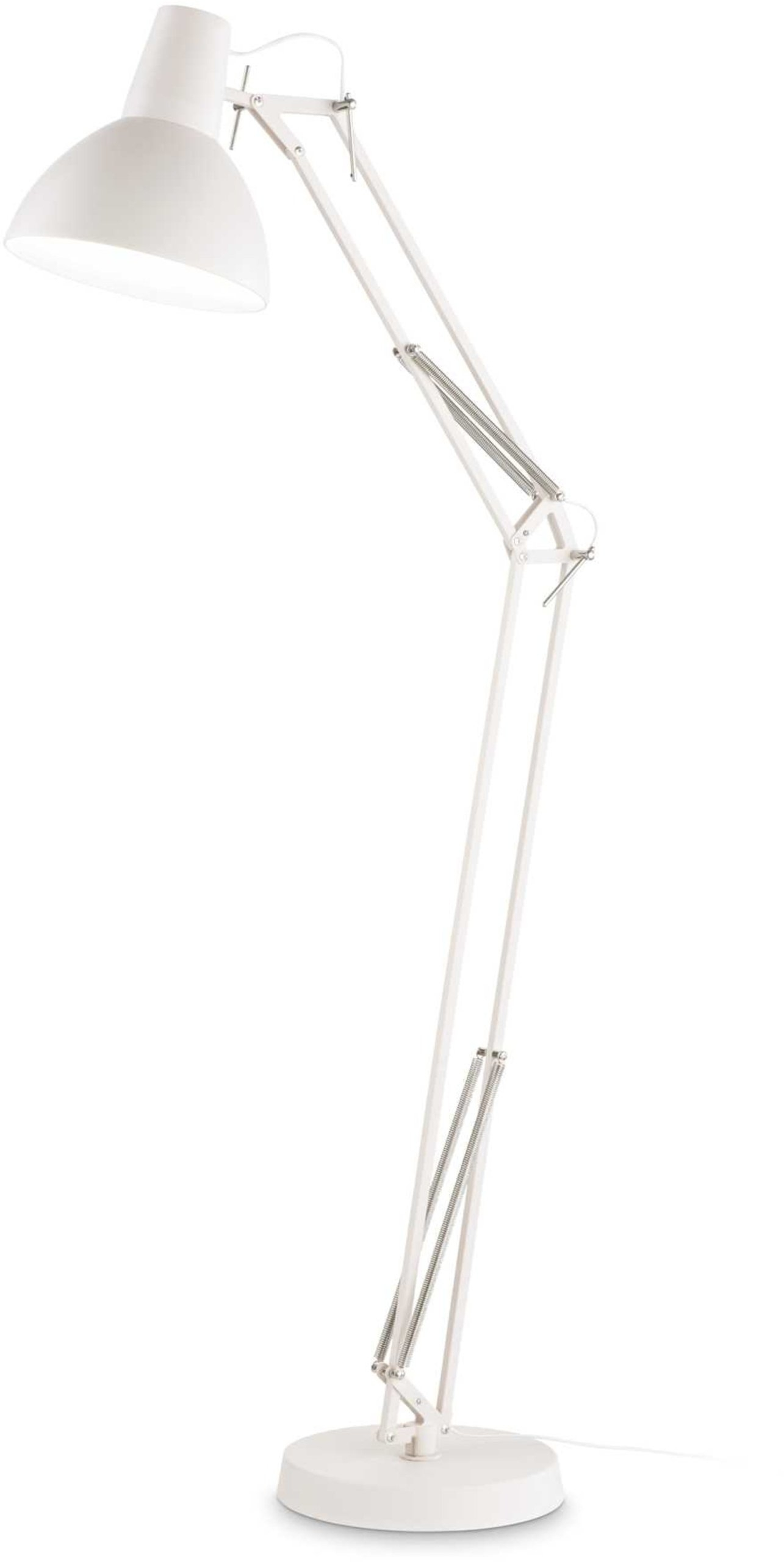 Gulvlampe Ideal Lux Wally hvid metal standslampe med justerbar skærm, Ø29 cm base, E27 fatning