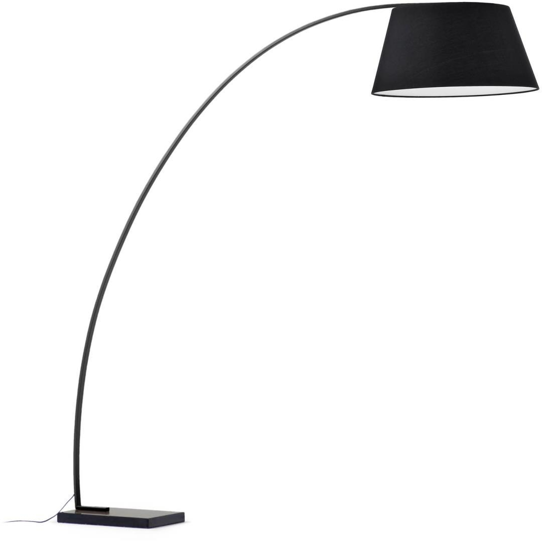 Gulvlampe Kave Home Juhe - sort pulverlakeret stål & marmorfod med bomuldsskærm, moderne nordisk design