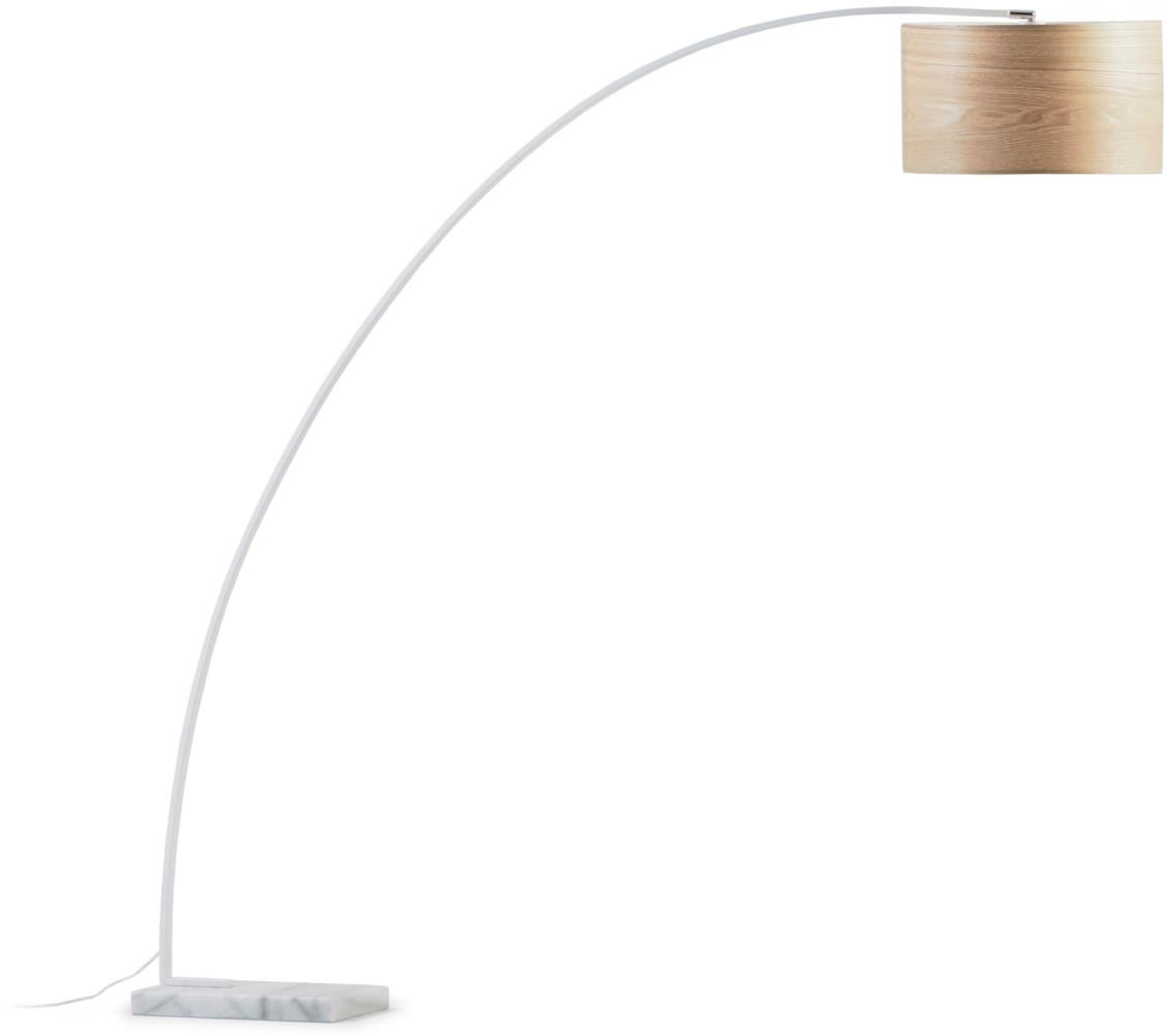 Gulvlampe Kave Home Juhe marmorbase med justerbar askefiner skygge, mat hvid, H210 cm